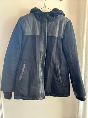 Danier Leather and Canvas Hooded Winter Coat